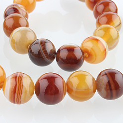 Chocolate Natural Gemstone Agate Round Bead Strands, Dyed, Chocolate, 10mm, Hole: 1mm, about 38pcs/strand, 14.96 inch