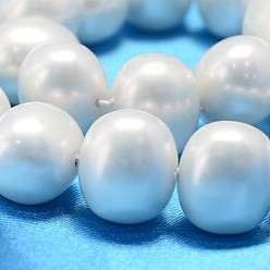 White Oval Shell Pearl Bead Strands, White, 19x16x14mm, Hole: 1.5mm, about 25pcs/strand, 15.74 inch