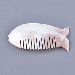 Seashell Color Freshwater Shell Combs, Fish, Seashell Color, 118~119x58~60x4~5mm