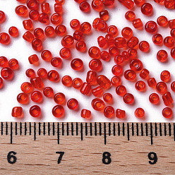 Red Glass Seed Beads, Transparent, Round, Red, 12/0, 2mm, Hole: 1mm, about 30000 beads/pound