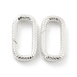Silver 925 Sterling Silver Spring Gate Rings, Grooved Oval, Silver, 17x9.5x2.5mm, Inner Diameter: 13x5mm