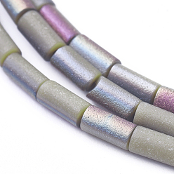 Mixed Color Electroplated Frosted Glass Beads Strands, Column, Mixed Color, 5x2.5mm, Hole: 0.7mm, about 99pcs/strand, 19.6 inch(50cm)