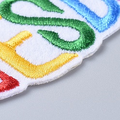 Разноцветный Компьютеризированная вышивка тканью утюжок на / шить на заплатках, аксессуары для костюма, аппликация, на Пасху, рыба Джесу, красочный, 26.5x79x1 мм