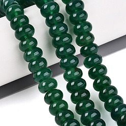 Vert Foncé Teints agate naturelle perles brins, rondelle lisse, vert foncé, 10~10.5x5.5~6.5mm, Trou: 0.5~0.9mm, Environ 62~65 pcs/chapelet, 13.98~15.16 pouce (35.5~38.5 cm)