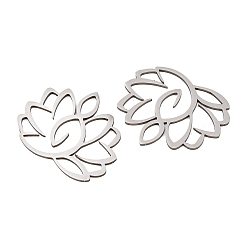 Platinum Filigree 304 Stainless Steel Pendants, Laser Cut, Lotus Flower Charms, Platinum, 23x28x1mm, Hole: 3x4.5mm