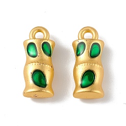Dunkelgrün Emaille Anhänger Legierung, Säulencharme, golden, dunkelgrün, 15x6.5x4.5 mm, Bohrung: 1.5 mm