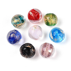 (52) Непрозрачная лаванда Ручной работы золотые и серебряные шарики фольги стекла, круглые, разноцветные, 10~11 мм, отверстие : 1~1.4 мм