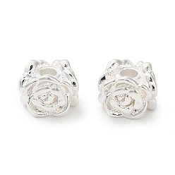 Посеребрённый Латунные бусины, цветок, 925 серебро покрытием, 7.5x7.5x6 мм, отверстие : 2 мм