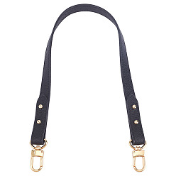 Noir Sangles de sac en cuir microfibre, fermoirs alliage pivotantes, accessoires de remplacement de sac, noir, 59.5x1.75x1.15 cm