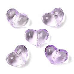 Лиловый Прозрачные стеклянные бусины, окрашенная и подогревом, сердце, сирень, 15.5x21x11.5 мм, отверстие : 1.5 мм