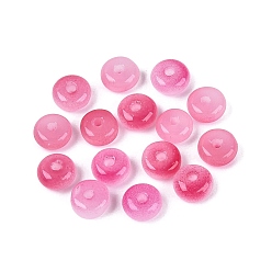 Hot Pink Baking Paint Imitation Jade Glass Beads, Rondelle, Hot Pink, 6~7x3~3.5mm, Hole: 1.2~1.5mm, about 5555pcs/1000g