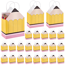 Желтый 12шт. бумажные сумки в форме карандаша, сумки с ручками, желтые, 8x15x21 см