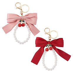 (52) Непрозрачная лаванда 2 шт. 2 брелоки из полиэстера, сплава и пластика разных цветов, золотой свет, бант с вишней, разноцветные, 150 мм, 1 шт / цвет