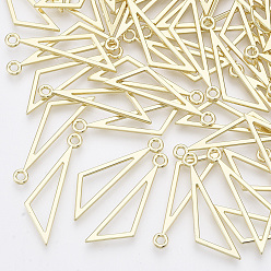 Light Gold Alloy Pendants, Triangle, Light Gold, 30x9x1mm, Hole: 1.8mm