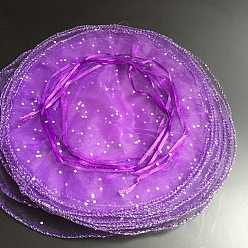 Средняя Орхидея Круглые сумки из органзы на шнурке, мешки для хранения конфет, с блестками, средне орхидеи, 26 см