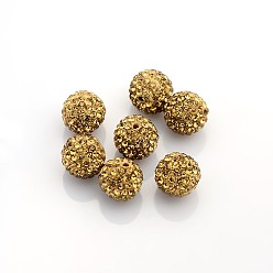 Розово-Коричневый Бусины с класс А стразами, pave disco бусины, cmолы и каолина, круглые, розово-коричневый, С. 11 (1.7~1.8 мм), 10 мм, отверстие : 1.5 мм