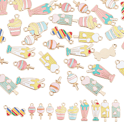 (52) Непрозрачная лаванда 40шт 10 стиль подвески из легкого золотого сплава, с эмалью, без кадмия и без свинца, мороженое, конфеты и леденец, разноцветные, 4 шт / стиль