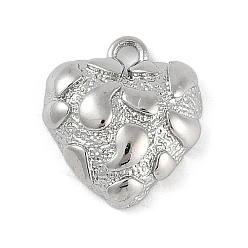Платинированный Латунные подвески, без кадмия, без никеля и без свинца, сердце прелести, Реальная платина, 13x11.5x4 мм, отверстие : 1.5 мм