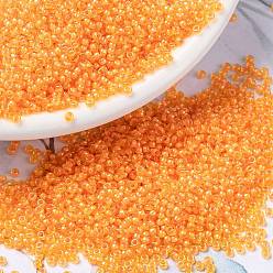 (RR385) Fancy Lined Orange MIYUKI Round Rocailles Beads, Japanese Seed Beads, (RR385) Fancy Lined Orange, 15/0, 1.5mm, Hole: 0.7mm, about 5555pcs/bottle, 10g/bottle