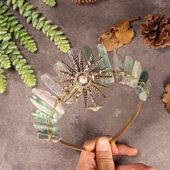 Флюорит Резинки для волос из натурального флюорита, резинки для волос в виде солнечной короны, для женщин девушек, 350x150 мм