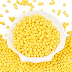 Желтый Непрозрачная выпечка окрашены стеклянные бусины, круглые, желтые, 5.5x4.5~5 мм, отверстие : 1 мм, Около 2500 шт / фунт