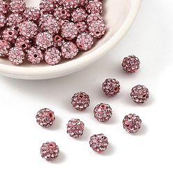 Розовый Бусины со стразами, полимерная глина , pave disco бусины, класс А, светло-розовый, С. 9 (1.5 мм), 1.6 мм, отверстие : 6 мм