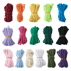 Mixed Color 80M 16 Styles Cotton Braided Cord, Webbing Supplies, Mixed Color, 5~6x2~5mm, 5m/style