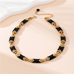 Настоящее золото 18K Ожерелья из сплава и акрила со звеньями цепи для женщин, чёрные, реальный 18 k позолоченный, 16.93 дюйм (43 см)