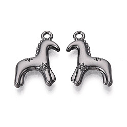 Черный Цвет Металла Стойки подвески обшивки сплава, лошади прелести, без кадмия, без никеля и без свинца, металлический черный , 21x13.5x3 мм, отверстие : 1.8 мм