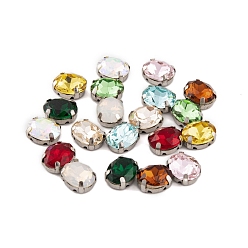 (52) Непрозрачная лаванда Шить на горный хрусталь, k 9 стеклянный страз, настройки латунных зубцов платинового тона, аксессуары для одежды, граненые, овальные, разноцветные, 10x8x5 мм, отверстие : 1 мм