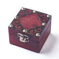 Dark Red Wood Jewelry Box, with Front Clasp, for Arts Hobbies and Home Storage, Rectangle, Dark Red, 7.8x6.9x5.3cm