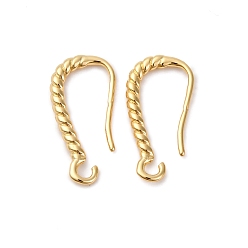 Настоящее золото 18K Крючки для сережек из латуни с прозрачным кубическим цирконием, стойки покрытие, без свинца и без кадмия, долговечный, реальный 18 k позолоченный, 16x8x1.5 мм, отверстие : 1.6 мм, штифты : 0.8 мм