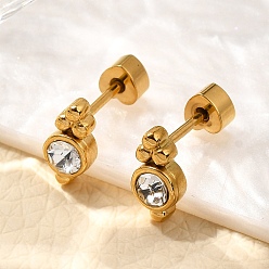 Кристалл Ионное покрытие (ip) 304 серьги-гвоздики из нержавеющей стали, со стразами, реальный 14 k позолоченный, плоско-круглые, кристалл, 8.5x4.5 мм