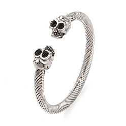 Skull Мужские браслеты-манжеты viking 304 с открытыми манжетами из нержавеющей стали, античное серебро, череп, внутренний диаметр: 2-1/2 дюйм (6.2 см), 12 мм