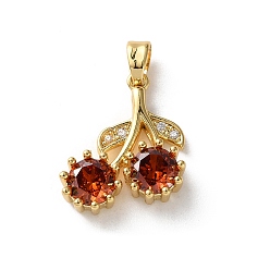 Золотой Латунные микро проложить кубического циркония подвески, вишня, золотые, 19.5x15.5x4.5 мм, отверстие : 2.5x4 мм