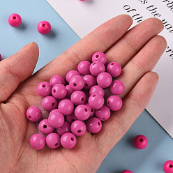Camellia Opaque Acrylic Beads, Round, Camellia, 10x9mm, Hole: 2mm, about 940pcs/500g