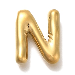 Letter N Вакуумное покрытие pvd 304 подвески из нержавеющей стали, реальный 18 k позолоченный, буквенное очарование, Письмо N, 19x15.5x4.5 мм, отверстие : 2 мм