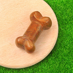 Джаспер Резные фигурки из заживляющей кости из натуральной желтой яшмы, Украшения из камня с энергией Рейки, 34x20x10~14 мм