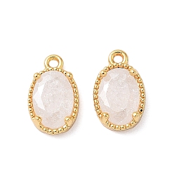Белый Латунные подвески из измельченного льда с кубическим цирконием, овальные амулеты, без никеля , реальный 18 k позолоченный, белые, 10x6.5x3.5 мм, отверстие : 0.9 мм