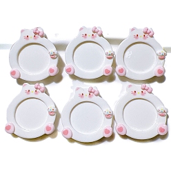 Белый 10 шт. Кабошоны из смолы, кролик/кот/панда/медведь, белые, 32x30 мм