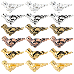 (52) Непрозрачная лаванда 150 шт 6 цвета бусины из сплава тибетского стиля, птица, без свинца и без кадмия, разноцветные, 7x14x4.5 мм, отверстие : 1 мм, 25 шт / цвет