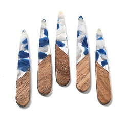 Белый Подвески из смолы и ореха, слеза, белые, 43.5x7.5x3.5 мм, отверстие : 1.5 мм