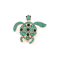 Tortoise Брошь из цинкового сплава с изумрудными стразами, золотые, черепаха, 40x44 мм