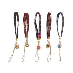 Mixed Color Polyester Cord Wrist Mobile Straps, Flower Bell Charm Mobile Accessories Decor, Mixed Color, 19.2cm, 5pcs/set