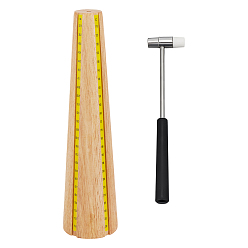 Цвет Древесины 1 ПК ювелирный инструмент круглый деревянный браслет размер оправка для браслета, с 1устанавливаемыми на ПК двухсторонними резиновыми молотками, инструменты для обмотки проводов, деревесиные