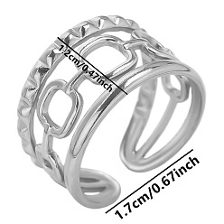 Нержавеющая Сталь Цвет Винтажные полые манжеты из нержавеющей стали во французском стиле для женщин, цвет нержавеющей стали, 12 мм, внутренний диаметр: 17 мм