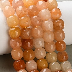 Golden Silk Jade Нити натуральных золотых шелковых нефритовых бусин, бочкообразные бусины, 10x9.5 мм, отверстие : 1 мм, около 41 шт / нитка, 15.28 дюйм (38.8 см)