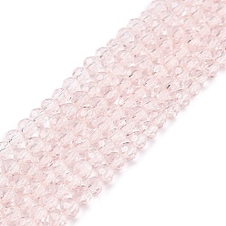 Pink Стеклянные бусины, граненые, рондель, розовые, 2.3~2.7x2 мм, отверстие : 0.4 мм, около 135~140 шт / нитка, 26~27 см