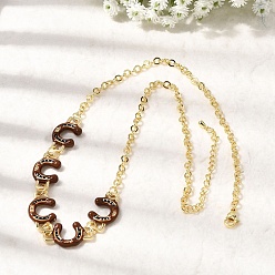 Лошадь Латунь эмаль кулон ожерелья, ожерелья-цепочки для женщин, стойки покрытие, без кадмия и без свинца, долговечный, подкова, 17.52 дюйм (44.5 см), удлинитель 53мм