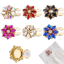 (52) Непрозрачная лаванда 6шт. латунные стеклянные стразы запонки, цветок, золотые, разноцветные, 28 мм